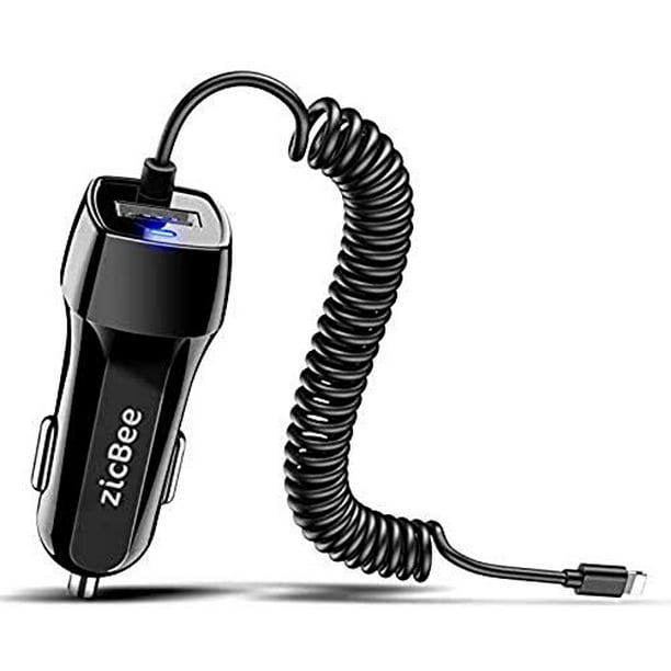 Car Charger Adapter with Coiled Cord and USB Port Compatible with iPhone 11 Pro Max/11/XS Max/XS/XR/X/8/7 Plus/7/6S/6/5S/5C/SE/5,iPad Pro/Air/Mini iPhone Car Charger Car Charger Adapter with Coiled Cord and USB Port Compatible with iPhone 11 Pro Max/11/XS Max/XS/XR/X/8/7 Plus/7/6S/6/5S/5C/SE/5,iPad Pro/Air/Mini iPhone Car Charger